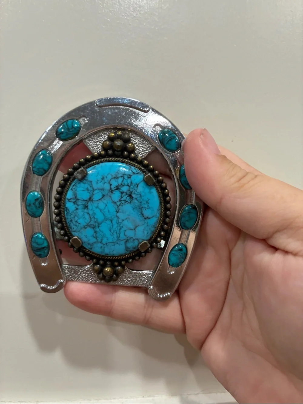 Vintage Turquoise Horseshoe Belt Buckle